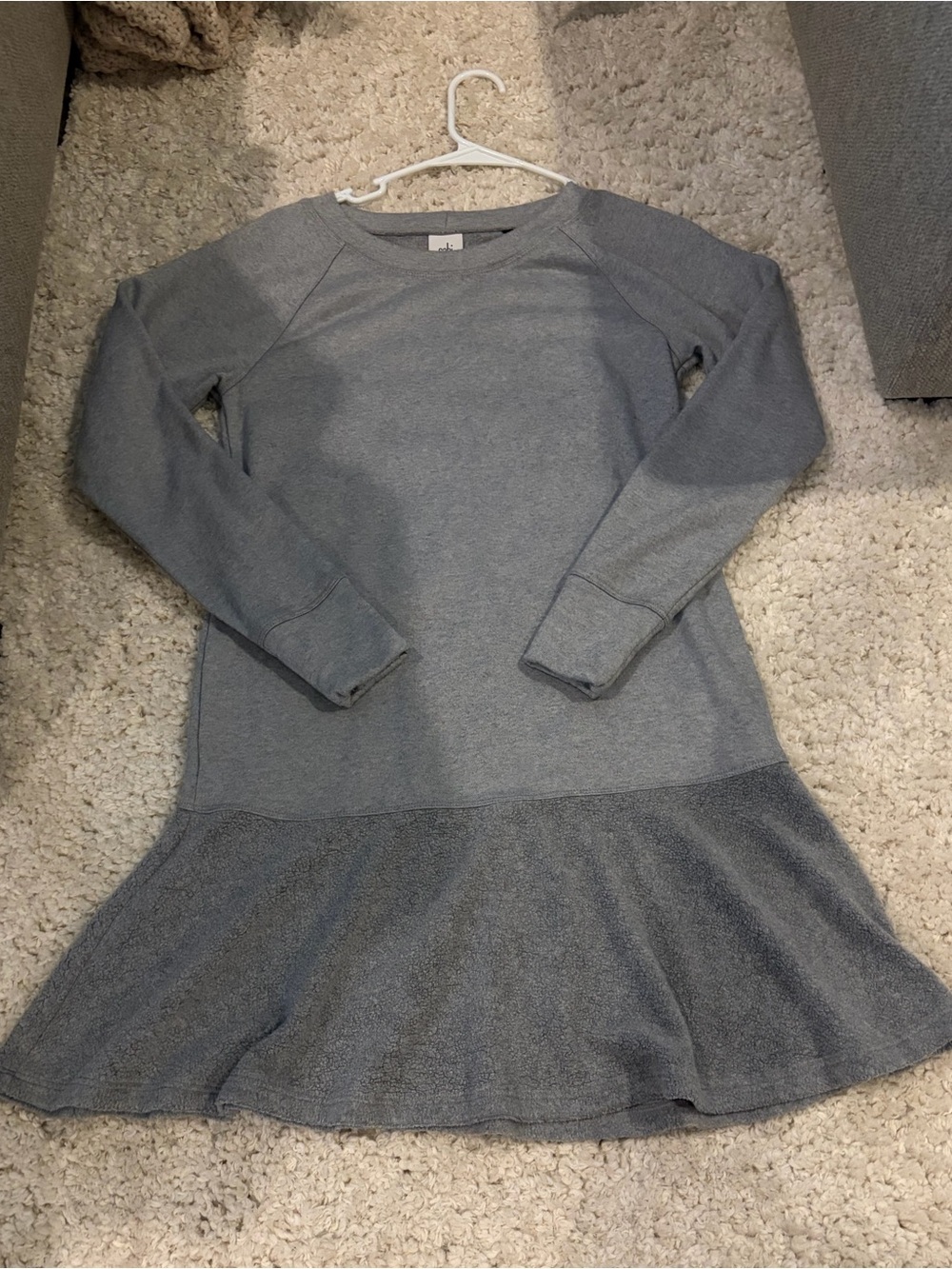 CAbi Womens Gray Long-Sleeve Flounce Hem Dress